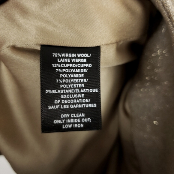 Lafayette 148 New York muted gold shimmer slim cut blazer size 4 72% wool - Picture 6 of 9